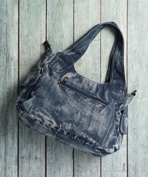 ショルダーバッグ BLACK JACKALL CROWN デニム スタッズ デコレーション 2WAY ショルダーバッグ トートバッグ_2