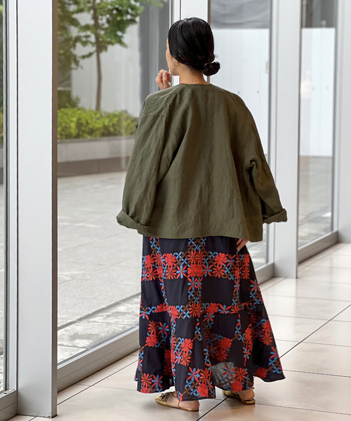 IENA LA BOUCLE メルトン モーターサイクルブルゾン IENA LA BOUCLE ジャケット ブルゾン 麻シーチングVネック