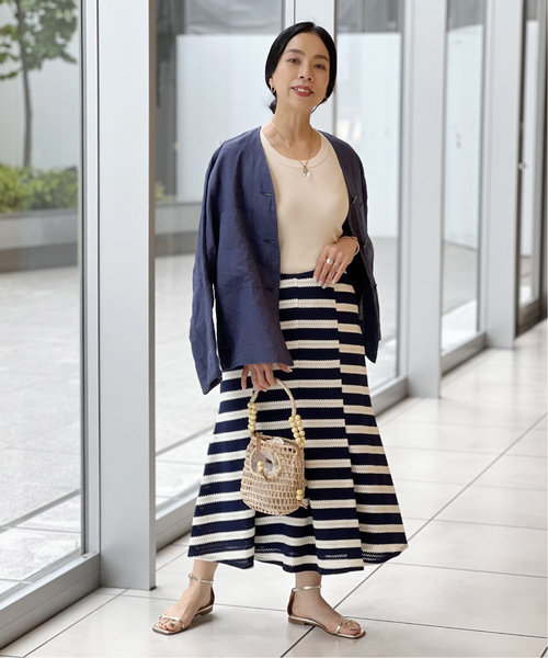 IENA LA BOUCLE ジャケット ブルゾン 麻シーチングVネック