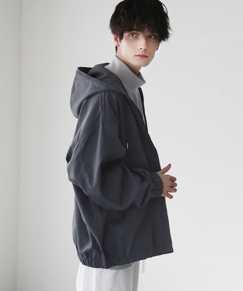 ブルゾン アウター スムースツイル ジップアップフーデット