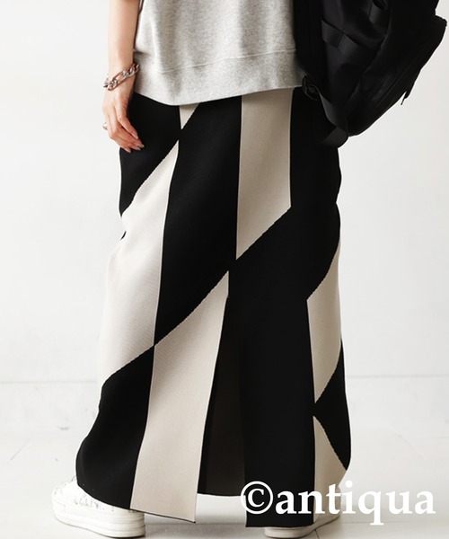 スカート 幾何学柄タイトニットスカート レディース : 73961344  