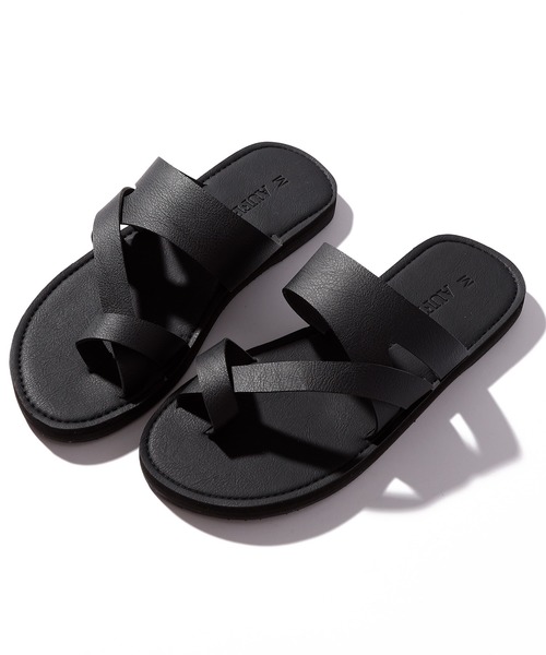 サンダル BLACK LEATHER SANDALS レディース レザー サンダル、レディース シューズ、つま先閉じ