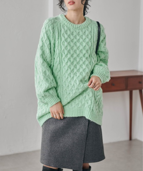 RANAN（ラナン） ニット セーター オーバーサイズケーブル編みニット