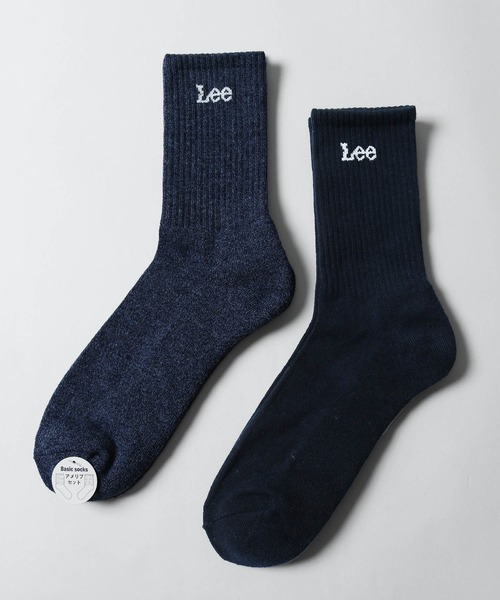 Lee 靴下 「LEE」 ワンポイントロゴソックス 2足セット メンズ