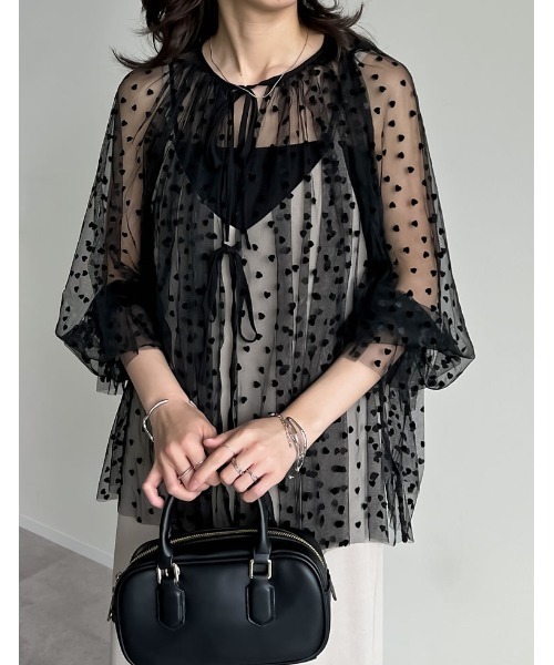 Re:EDIT（リエディ） ブラウス シャツ ドットor無地チュール
