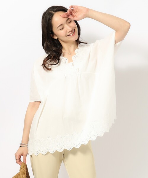 SHOO・LA・RUE ブラウス シャツ 「体型カバー/コットン100%」5分