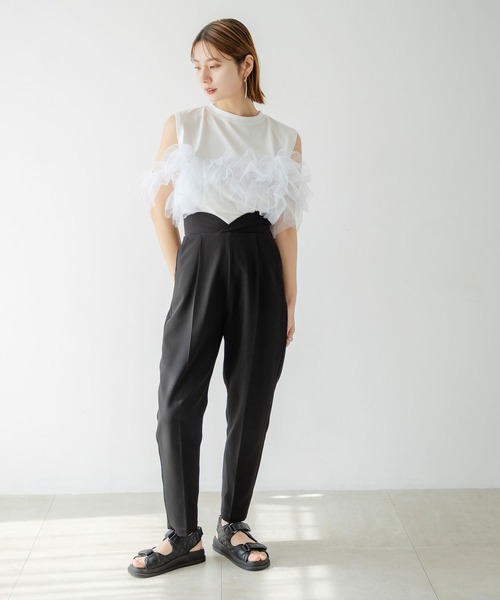 tシャツ チュールドッキングカットソー レディース rectangle tシャツ 3WAYチュールドッキングカットソー