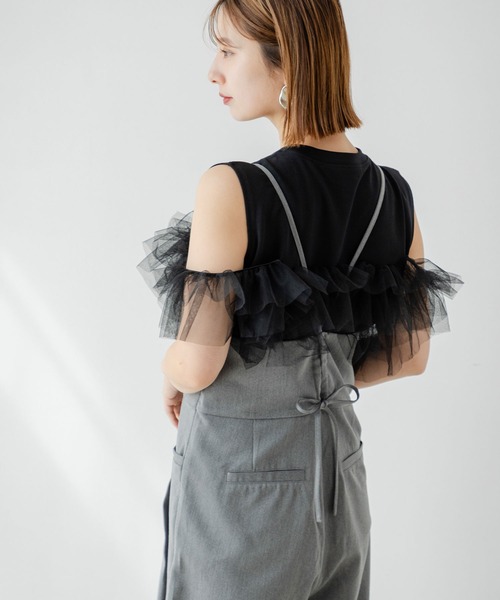 rectangle tシャツ 3WAYチュールドッキングカットソー