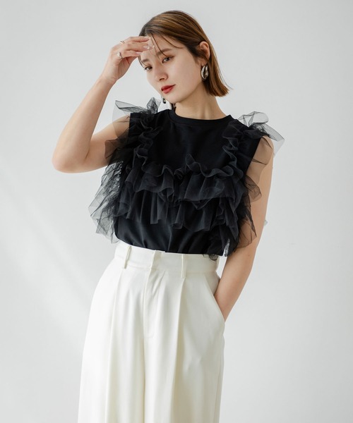 rectangle tシャツ 3WAYチュールドッキングカットソー