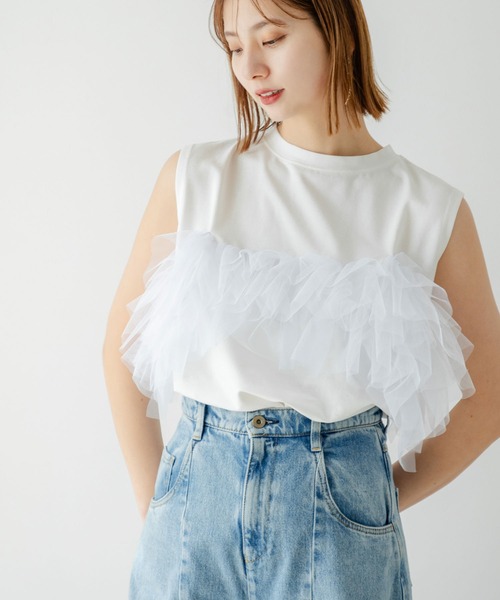 rectangle tシャツ 3WAYチュールドッキングカットソー