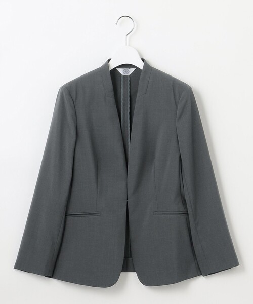 mm6 グレー ノーカラージャケット レディース　週末セール‼️ ジャケット ノーカラージャケット 「セットアップ対応・洗える」DRY