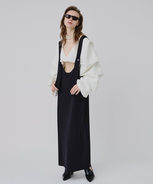 ISSEY MIYAKE◇ノースリーブワンピース/2/シルク/ブラック/無地/IM31