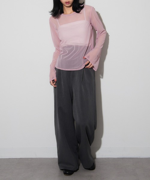 tシャツ 「SIMONE WILD」MESH EASY LS メッシュフレアロングスリーブ シアートップス レディース tシャツ 「SIMONE WILD」MESH EASY LS メッシュフレアロング