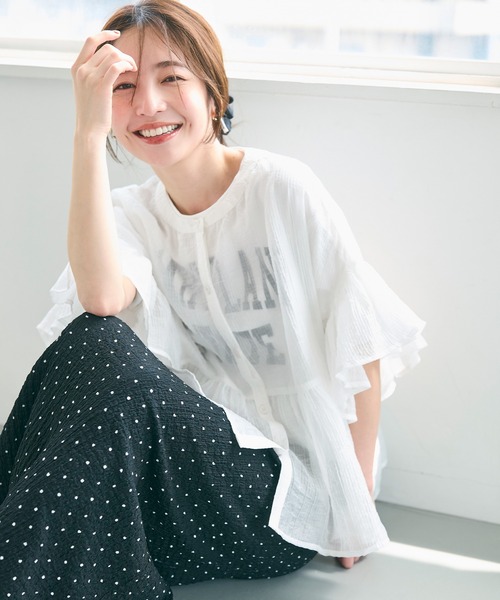 未使用✨コヒナ　シアー　シャツ　フリル　ブラウス　ブラウス シアーフリルブラウス | 小柄・低身長女性向けファッション通販