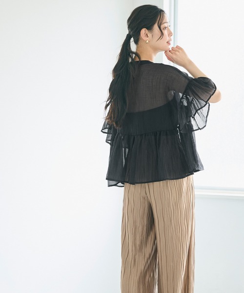 未使用✨コヒナ　シアー　シャツ　フリル　ブラウス　ブラウス 未使用✨コヒナ シアー シャツ フリル ブラウス ブラウス - メルカリ
