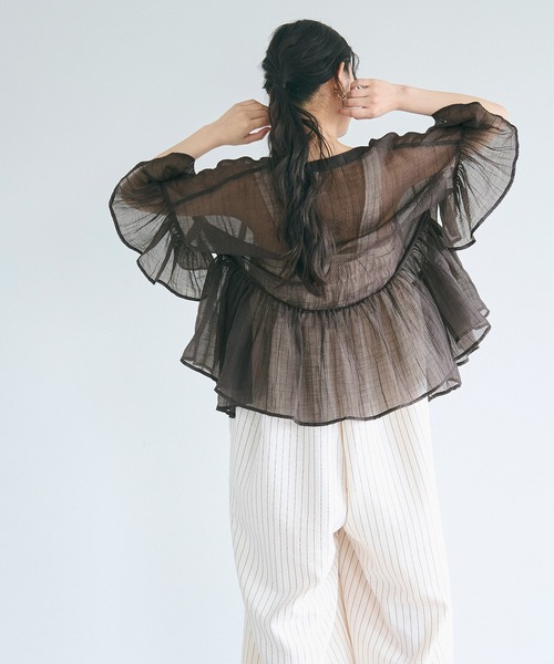 cocodeal シアーフリルブラウス　ブラウン coca ブラウス シャツ シアーフリルブラウス レディース : ZOZOTOWN