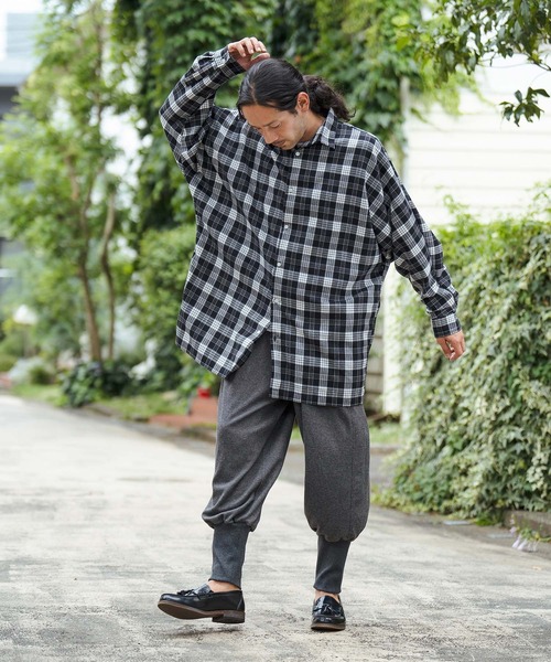 Cherevichkiotvichki シャツ HECT】Big W-pocket Draw Cord Seersucker Check S/S Shirt