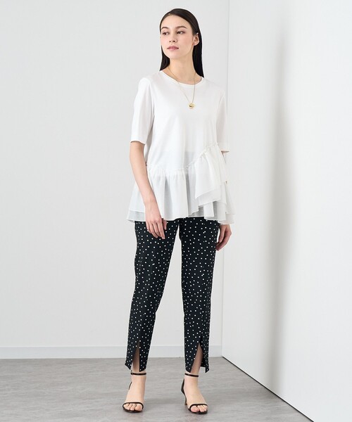 ANAYI（アナイ） tシャツ コットンスムースフリルデザインプルオーバー
