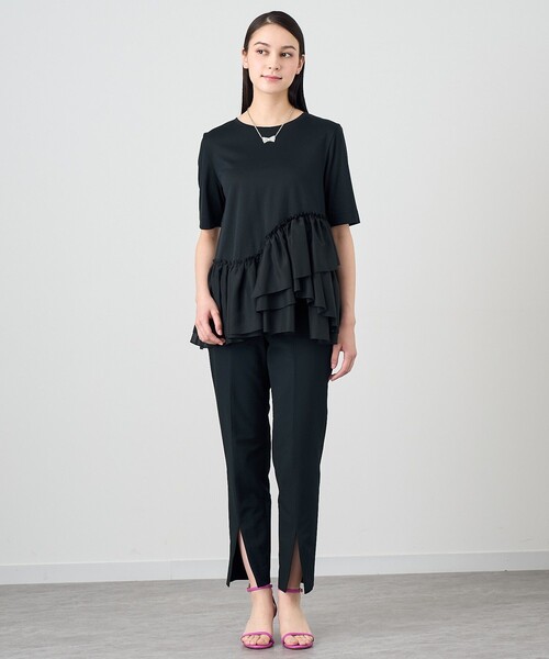 ANAYI（アナイ） tシャツ コットンスムースフリルデザインプルオーバー