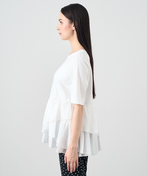 tシャツ コットンスムースフリルデザインプルオーバー レディース ANAYI tシャツ コットンスムースフリルデザインプルオーバー
