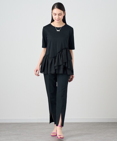 【1624】アナイ　タックスムースプルオーバー　くすみピンク　38 ANAYI（アナイ） tシャツ コットンスムースフリルデザインプルオーバー