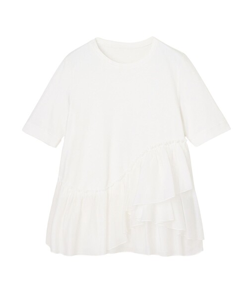 tシャツ コットンスムースフリルデザインプルオーバー レディース ANAYI tシャツ コットンスムースフリルデザインプルオーバー