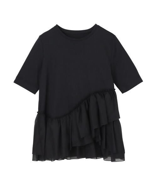 ANAYI フリル付きトップス 半袖 ANAYI（アナイ） tシャツ コットンスムースフリルデザインプルオーバー
