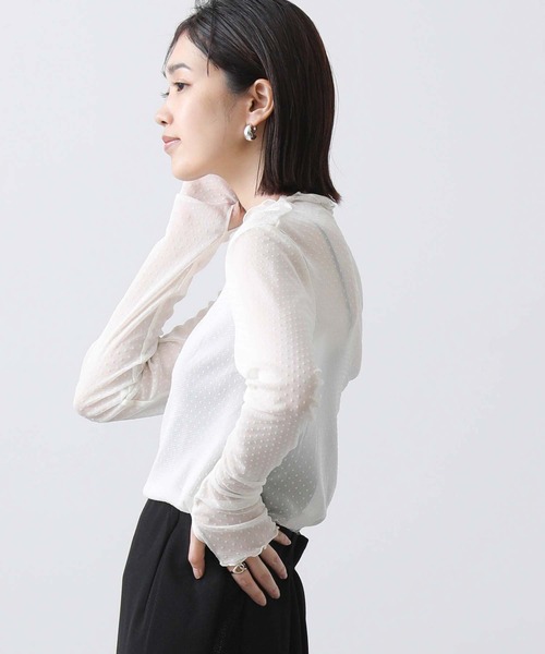 tシャツ フロッキードット指ぬき袖カットソー レディース Gready Brilliant tシャツ フロッキードット指ぬき袖カットソー