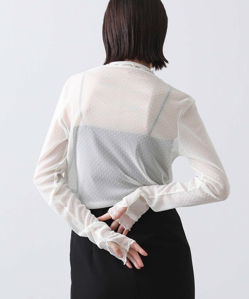 tシャツ フロッキードット指ぬき袖カットソー レディース Gready Brilliant tシャツ フロッキードット指ぬき袖カットソー