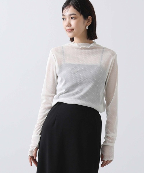 tシャツ フロッキードット指ぬき袖カットソー レディース Gready Brilliant tシャツ フロッキードット指ぬき袖カットソー