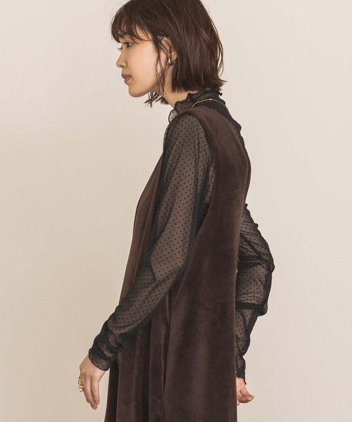 Gready Brilliant tシャツ フロッキードット指ぬき袖カットソー