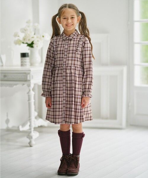 組曲（KUMIKYOKU） ワンピース 「150-160cm」リセチェックシャツ