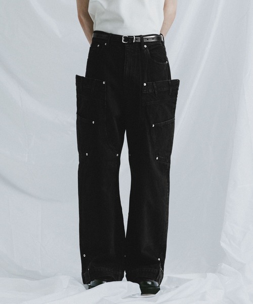 DimMoire ディムモアール【デコデニムパンツ】Black&White　M BLAYMORE ワイドパンツ ジーンズ 「BLAYMORE」Dimension Denim Pants