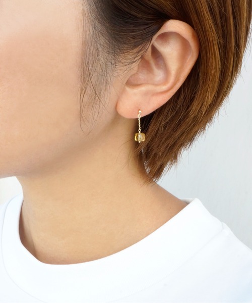 anq.（アンク） ピアス 「anq.」K10・ショートチェーン ポストピアス