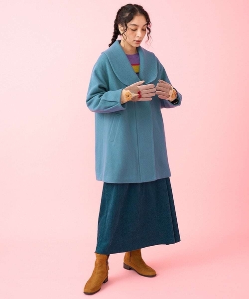 ◾️まるお◾️2点おまとめホコモモラ手袋　アンティカコート セール】 【2WAY】中綿ナイロンロングコート （ステンカラーコート