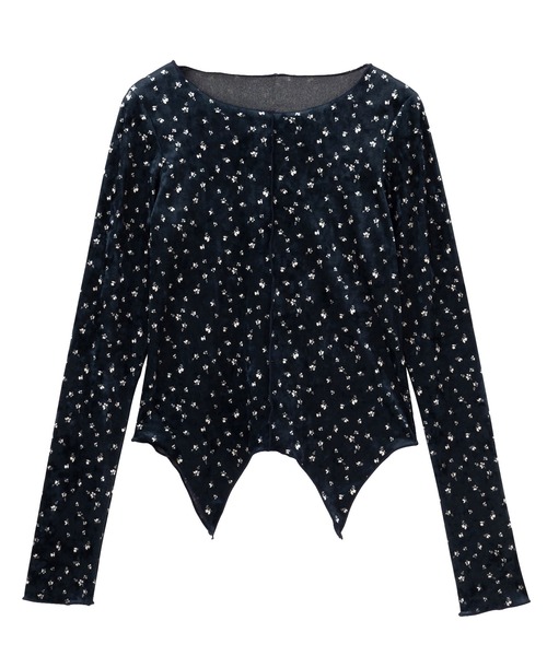 nelliy. tシャツ 小花柄ベロアトップス レディース : ZOZOTOWN Yahoo