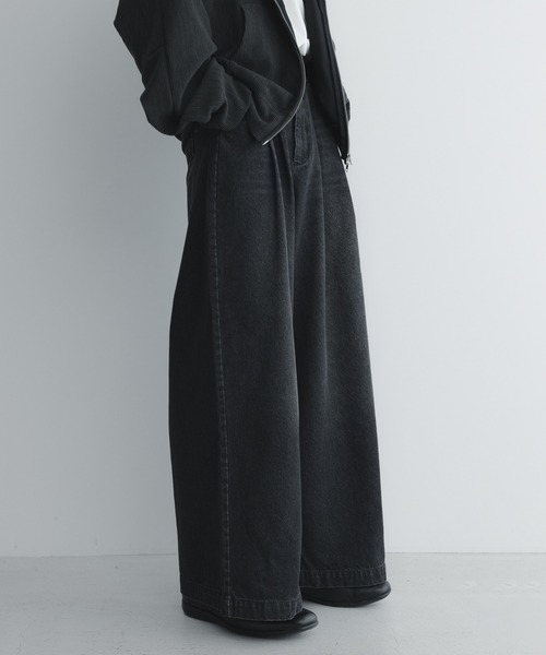 remer ワイドパンツ スラックス ルーズベーシックタックワイドバギー 