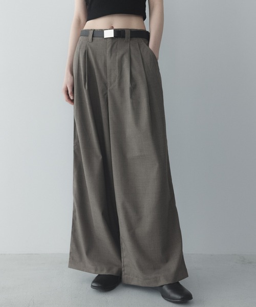 remer ワイドパンツ スラックス ルーズベーシックタックワイドバギー
