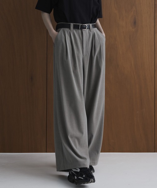 remer ルーズベーシックタックワイドバギーパンツ ネイビー M remer スラックス loose basic tuck wide buggy PT / ルーズ