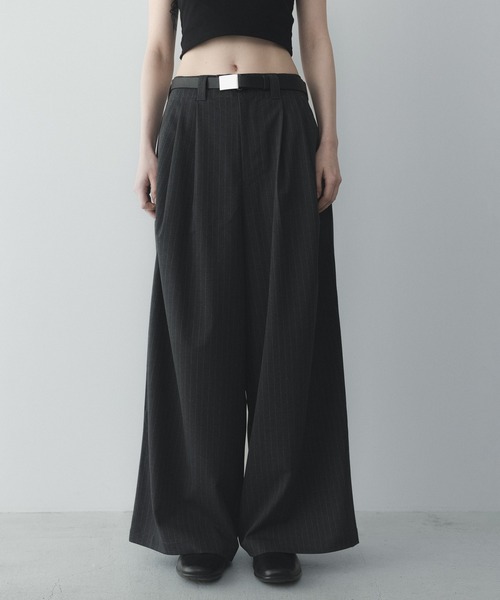 remer ワイドパンツ スラックス ルーズベーシックタックワイドバギー