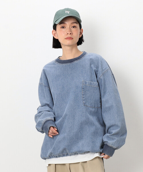 パープル＆イエロー（Purple & Yellow）/デニムクルーネックプルオーバー Purple&Yellow（パープルアンドイエロー） tシャツ デニムクルーネック