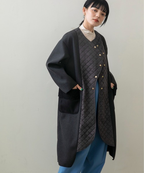 Eimee Law（エイミーロウ） ノーカラーコート 38 チャコールグレー