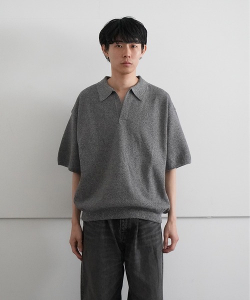 crepuscule ベージュ ニット 半袖 ポロシャツ crepuscule 「crepuscule」 半袖ポロシャツ 1 ベージュ メンズ
