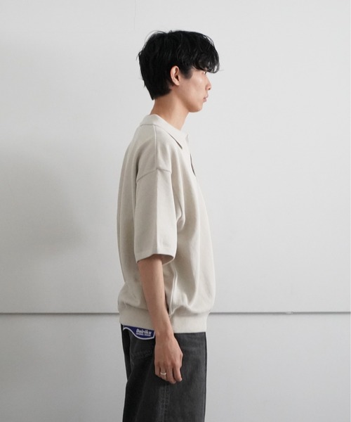 crepuscule ベージュ ニット 半袖 ポロシャツ crepuscule 「crepuscule」 半袖ポロシャツ 1 ベージュ メンズ