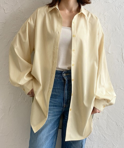 ブラウス シャツ スラッシュオーバーサイズシャツ / Slash Oversize Shirts レディース セール】サテンオーバーサイズシャツ（シャツ/ブラウス）｜notch