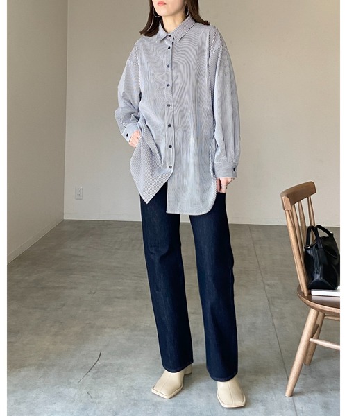 ブラウス シャツ 吸水速乾 ストライプロングスリーブシャツ レディース She's Closet ブラウス シャツ 「紫外線UVカット/吸水速乾」長袖