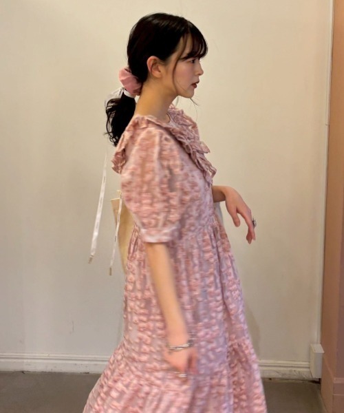 HONEY MI ワンピース flower organdie puff sleeveone-piece