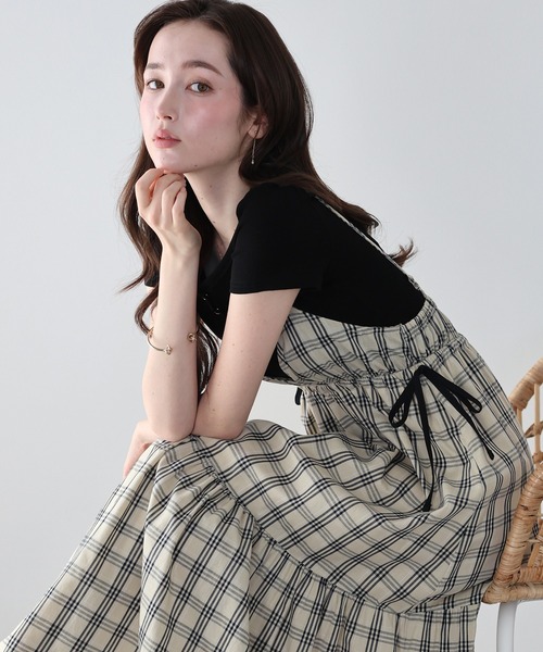 半袖ワンピース グレーと青のチェック 楽天市場】チェック柄 半袖ワンピース ミモレ丈 変形 シャツワンピース