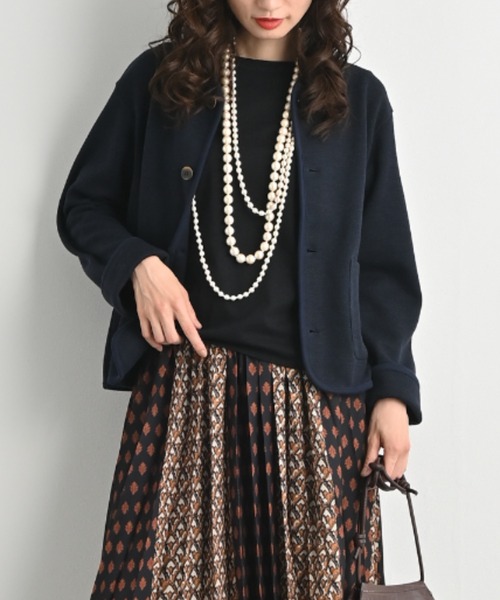 コート アウター ウールコットン混スタンドカラージャケット