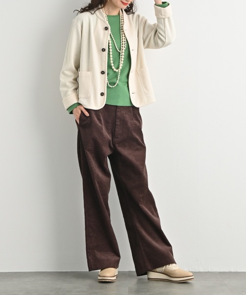 コート アウター ウールコットン混スタンドカラージャケット